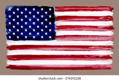 Watercolor flag of the United States.Grunge American flag.Vector illustration.