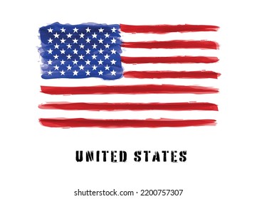 Watercolor flag of the USA. Vector American flag in grunge style.