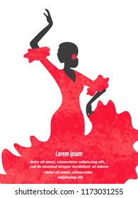 Watercolor Flamenco Dancer vector illustration. Spanish girl.