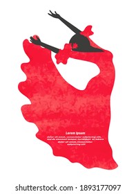 Watercolor Flamenco Dancer vector illustration. Spanish woman in red dress.