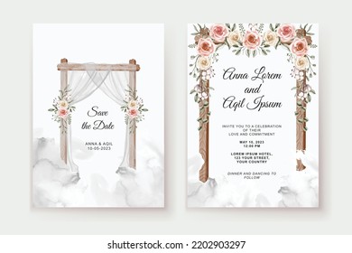 Watercolor Floral Arch Wedding Invitation Template