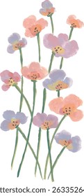 Watercolor Floral Arrangement Pink and Purple Blossoms