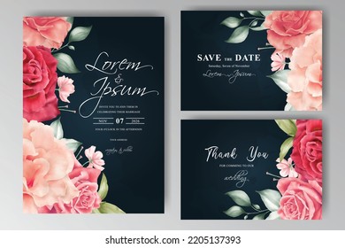 Watercolor floral arrangement wedding invitation template design