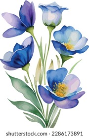 Watercolor floral arrangements with beautiful flowers, Watercolor vintage floral bouquet
