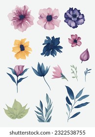 Watercolor Floral Art, Vector Flower Pattern Background 