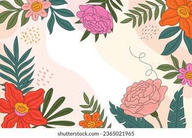 watercolor floral background. Abstract art background vector. Luxury minimal style wallpaper. art flower and botanical leaves. floral background for banner, poster, packaging. Vector Illustration.