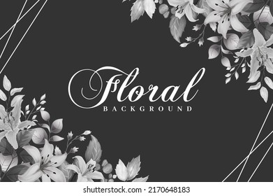 Watercolor Floral Background with Dark Flowers