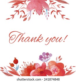 Watercolor floral background. Flowers and plants frame in vector.