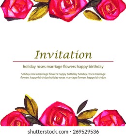 Watercolor floral background. Flowers and plants frame in vector. Hand painted peony, anemone, ranunculus, leaves and herbs illustration