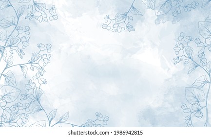 watercolor floral background with hand drawn flower elements