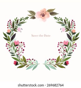 Watercolor floral background. Holiday card, invitation.