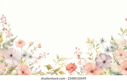 Watercolor floral background, pattern, texture. For design, pastel colors