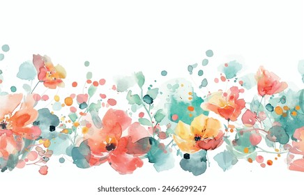 Watercolor floral background, pattern, texture. For design, pastel colors	
