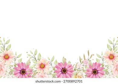 Fondo floral de la acuarela, patrón, textura, dibujado a mano, marco, Plantilla
