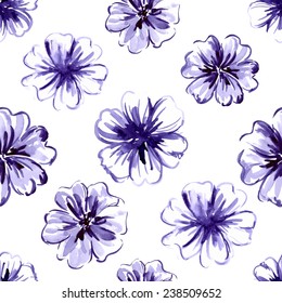 Watercolor floral background. Seamless pattern. Vector. 
