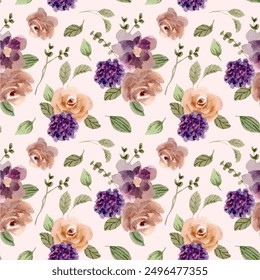 watercolor floral background seamless pattern