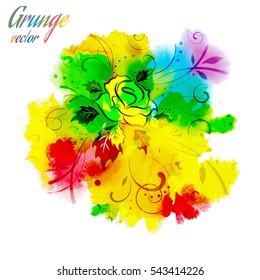 Watercolor floral background, vector illustration