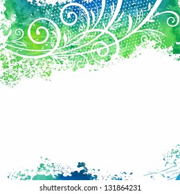  Watercolor floral background. Vintage floral pattern.