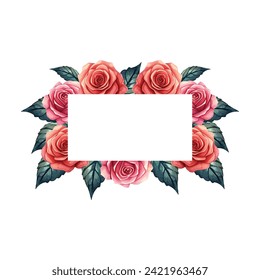 Watercolor floral banner painting illustration for love wedding valentines day or arrangement invitation design greeting card.