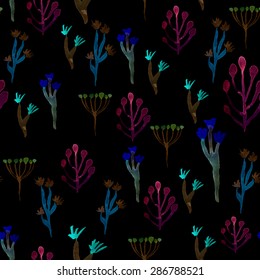 Watercolor floral bohemian seamless pattern. Vector illustration
