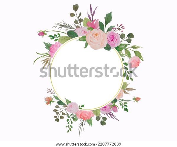 Watercolor Floral Border Flowers Frame Roses Stock Vector Royalty Free Shutterstock