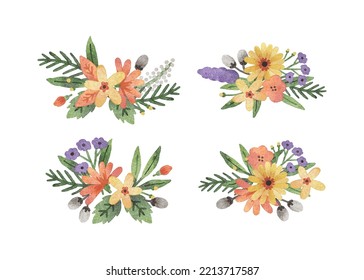 Watercolor floral watercolor bouquet arrangement