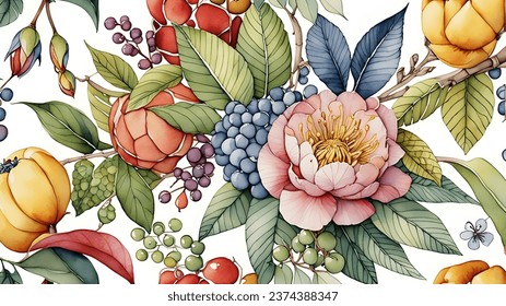 Watercolor floral bouquet . Decorative elements template. Flat cartoon illustration isolated on white background