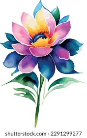 Watercolor floral bouquet isolated on white background, Watercolor flower collection