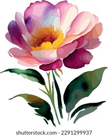 Watercolor floral bouquet isolated on white background