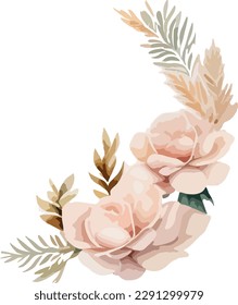 Watercolor floral bouquet isolated on white background