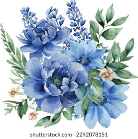Watercolor floral bouquet isolated on white background, Watercolor flower collection
