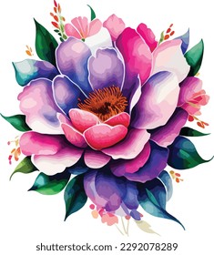 Watercolor floral bouquet isolated on white background, Watercolor flower collection
