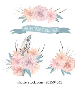 Watercolor floral bouquets collection