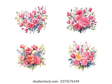 Buques acuáticos de flores, aislados. Colección de flores silvestres de primavera abstracta, hierba, rama de hoja, hojas florales en un estilo mínimo. Ilustración de diseño para invitación de boda