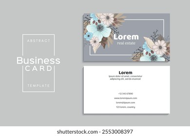 Watercolor floral business card design. Template