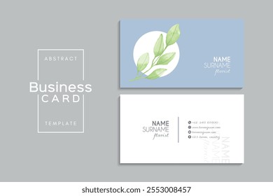 Watercolor floral business card design. Template