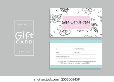 Watercolor floral business card design. Template