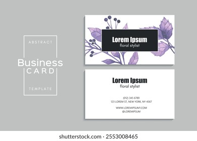 Watercolor floral business card design. Template