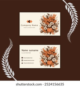 Watercolor floral business card template.