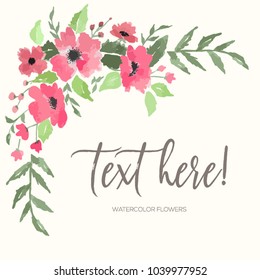 Watercolor Floral Composition - Copy Space
