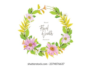watercolor floral daisy wreath collection