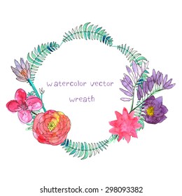 Watercolor floral flower frame. Vector illustration picture.