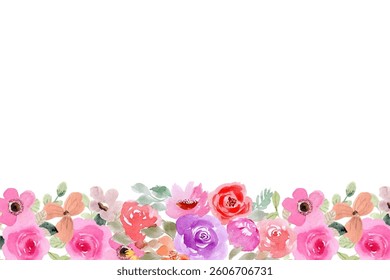 Watercolor floral frame, background for design.
