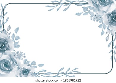 watercolor floral frame background illustration, floral frame for wedding