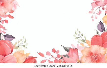 watercolor floral frame background pastel pink colors