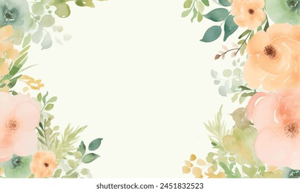  watercolor floral frame background pastel pink green colors