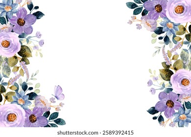 Watercolor floral frame background, template for wedding cards, invitations, Easter, birthday