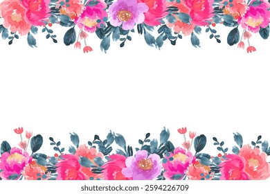 Watercolor floral frame background, template for wedding cards, invitations, Easter, birthday