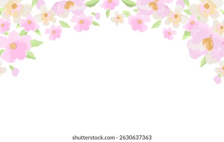 Watercolor Floral Frame. Border. Arch of Flowers. Vector illustration for wedding invitation, greeting card, background, wallpaper, decoration