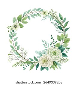 Watercolor floral frame design with colorful flowers and leaves elegant multi purpose wedding background for invitation greeting or decoration card